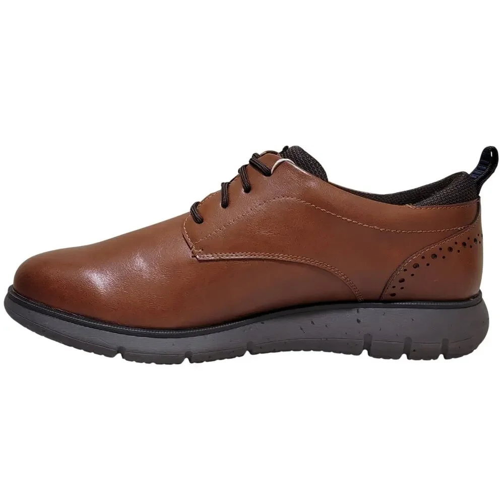 Nunn Bush Men Stance Plain Toe Derby Oxfords Size US 11.5M Cognac Brown